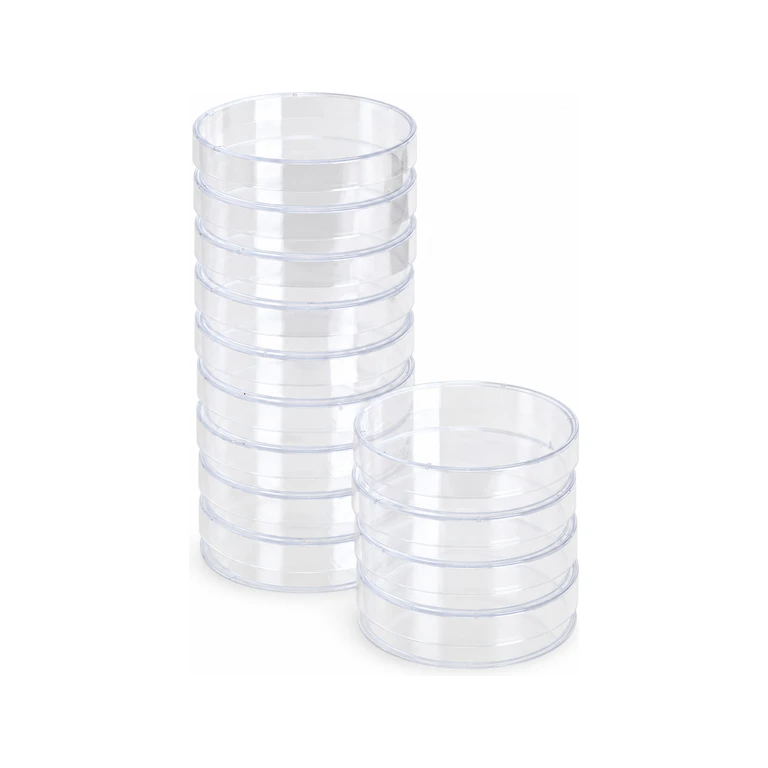 10 Petri Dishes, 3 Vent, Sterilized, Plastic, 55 mm X 12 mm